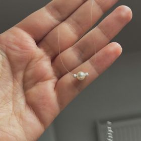 ARGINT 925 - Colier fir transparent perla si bile argint
