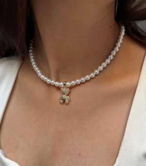 Colier perle ursulet Stil - HANDMADE suflat aur 18K