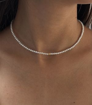 ARGINT 925 - Colier perle cu bila placat aur 18K 
