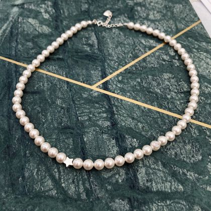 Colier Perle Swarovski + inchideri din argint