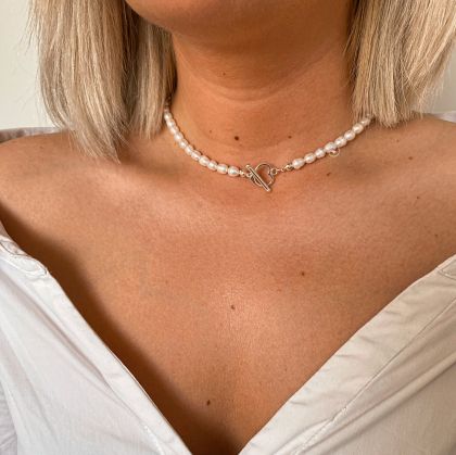 Colier perle  + inchidere din argint