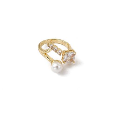 Inel  cristal si perla - REGLABIL 