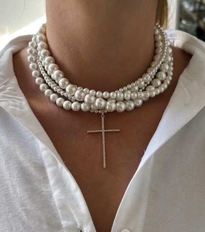 Colier perle cruce