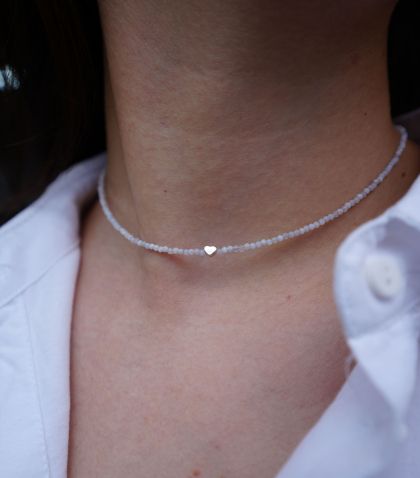 ARGINT 925 Colier cu inima si agate