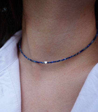 ARGINT 925 - Colier cu inima si lapis lazuli