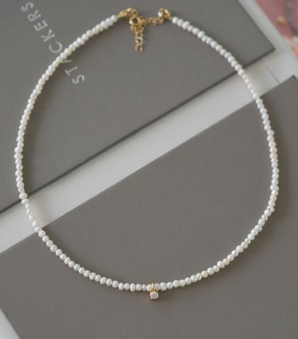 ARGINT 925 Colier perle cultura cristal