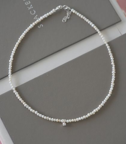 ARGINT 925 Colier perle cultura cristal