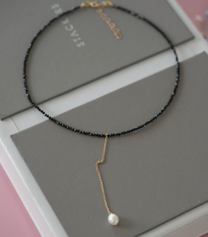 ARGINT 925 Colier spinel si perla de cultura