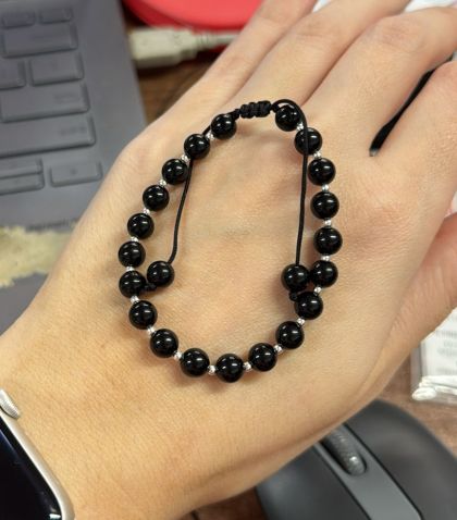 ARGINT 925 - Bratara snur bile onix