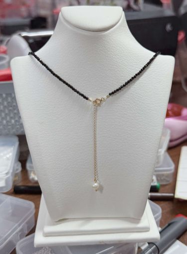 ARGINT 925 Colier spinel si perla de cultura