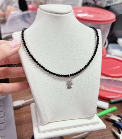 ARGINT 925 Colier onix si îngeraș