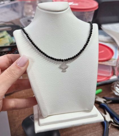 ARGINT 925 Colier onix si îngeraș 