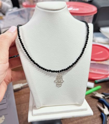 ARGINT 925 Colier onix si  mana