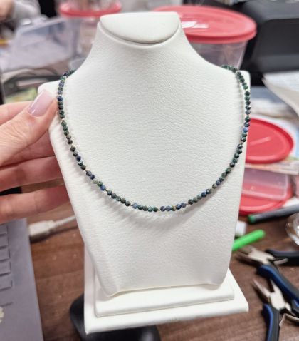 ARGINT 925 Colier Chrysocolla & Lapis Lazuli 