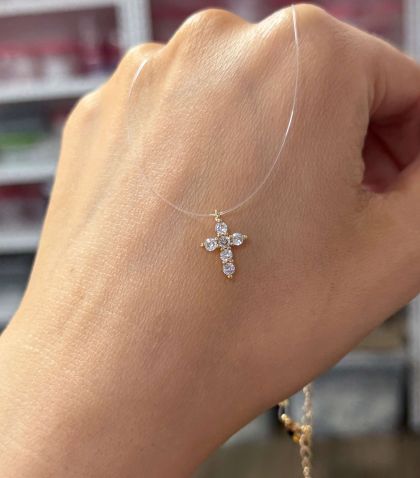 Colier Fir Transparent Cruce 