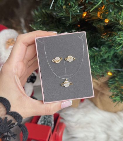 Set  planeta colier + cercei + cutie