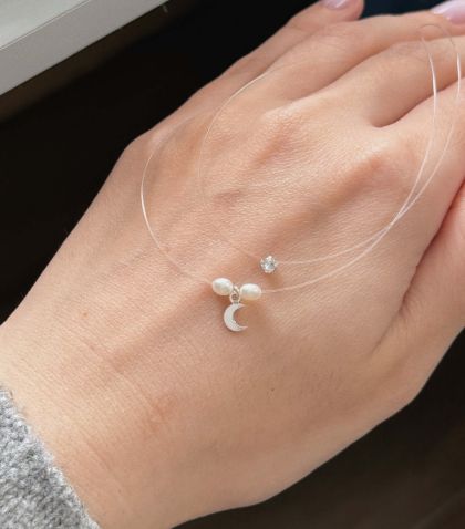 ARGINT 925 - SET Colier semiluna si Swarovski