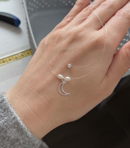 ARGINT 925 - SET Colier semiluna si Swarovski