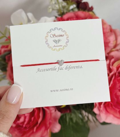 ARGINT 925 - Bratara snur rosu inima