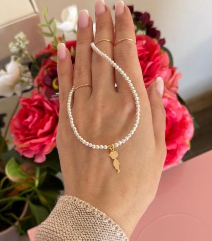 ARGINT 925 Colier perle si baietel