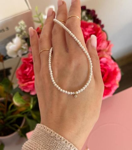 ARGINT 925 - Colier perle cu cristal placat aur 18K 