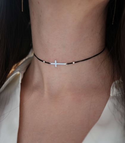 ARGINT 925 Colier snur cruce