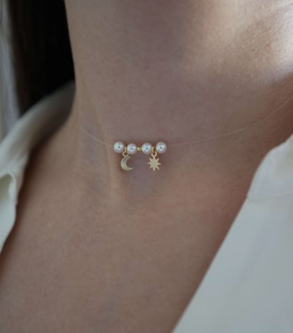 ARGINT 925 Colier soare si luna