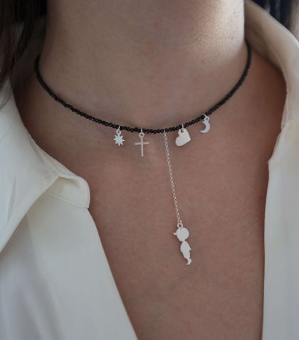 ARGINT 925 Colier diverse charmuri si fetita/baietel