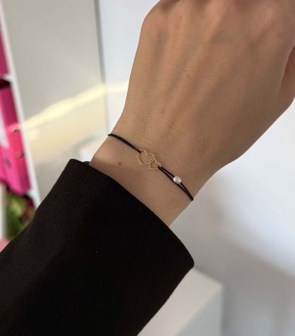 ARGINT 925 - Bratara snur 2 inimi