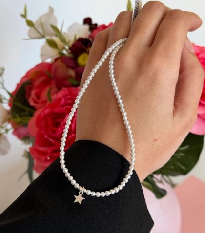 ARGINT 925 - Colier perle cu stea