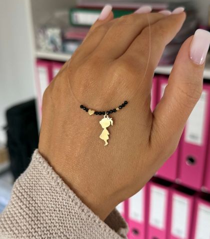 ARGINT 925 Colier spinel fetita/baiat si inima