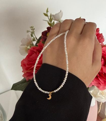 ARGINT 925 - Colier perle de cultura si luna