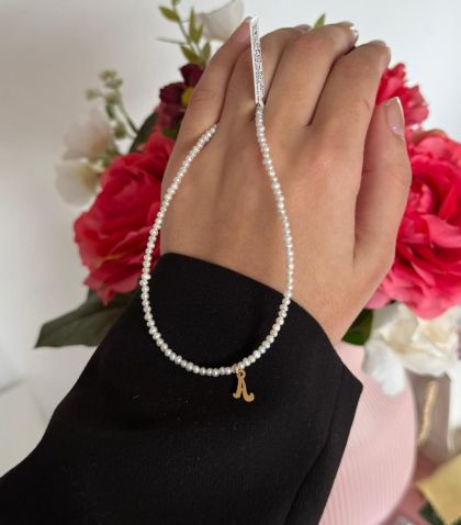 ARGINT 925 - Colier perle de cultura si initiala A