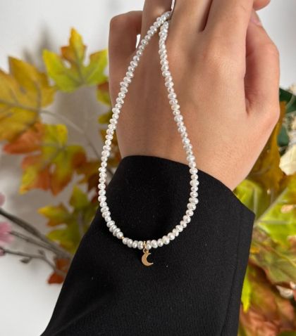 ARGINT 925 - Colier perle de cultura si luna