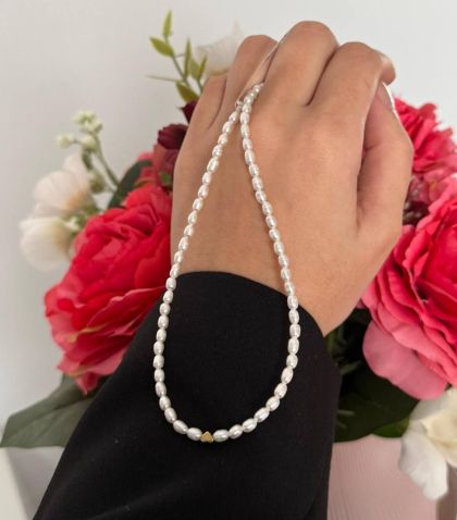 ARGINT 925 - Colier perle de cultura si inima