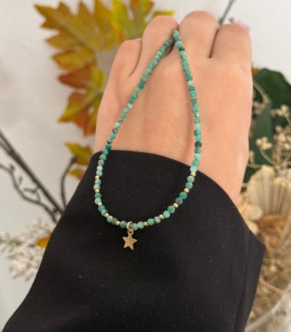 ARGINT 925 - Colier amazonit natural si steluta