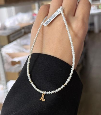 ARGINT 925 - Colier perle de cultura si initiala A