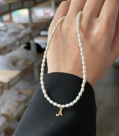 ARGINT 925 - Colier perle de cultura si initiala A 