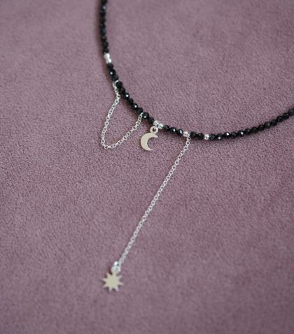 ARGINT 925 Colier spinel soare si luna