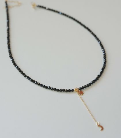 ARGINT 925 Colier spinel soare si luna