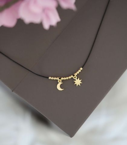 ARGINT 925 Colier snur soare  si luna