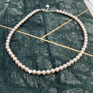 Colier Perle Swarovski + inchideri din argint