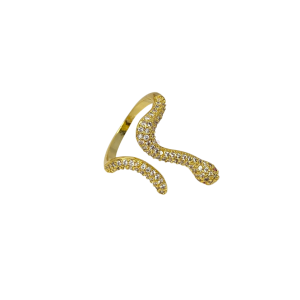 Inel suflat aur 18k - REGLABIL sarpe snake