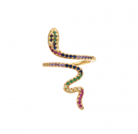 Inel suflat aur 18k snake sarpe - REGLABIL pentru marimea 16 si 17
