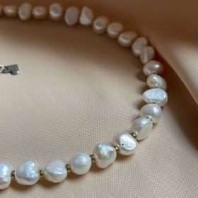 Colier perle naturale si hematit Stil - HANDMADE