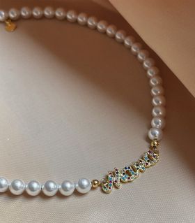 Colier perle MAMA Stil - HANDMADE suflat aur 18K