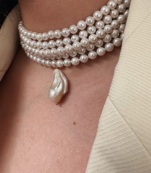 Colier perle 5 siraguri Stil - suflat aur 18K