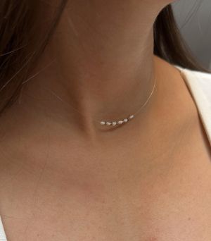 Colier Fir Transparent perle de cultura - suflat aur 18K