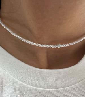 ARGINT 925 - Colier perle cu inima Stil