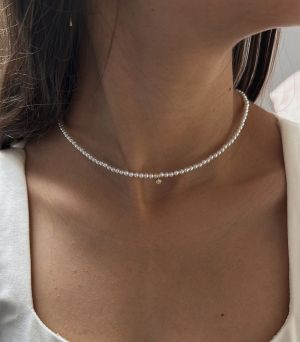 ARGINT 925 - Colier perle cu cristal placat aur 18K 
